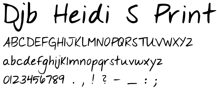 DJB HEIDI S print font